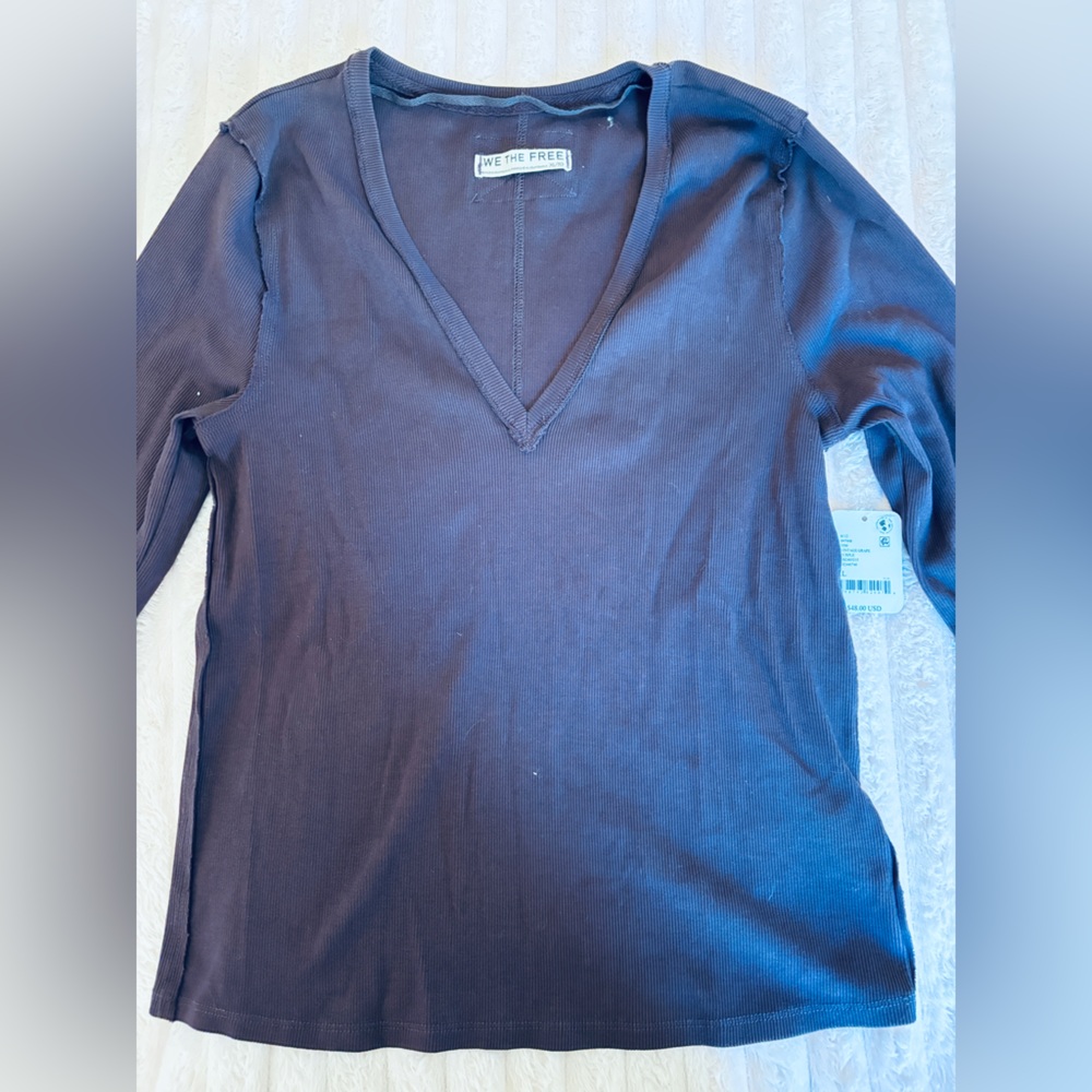 We The Free Plum Long Sleeve V-Neck Women's Top XL New w Tags Lagenlook - Picture 10 of 10